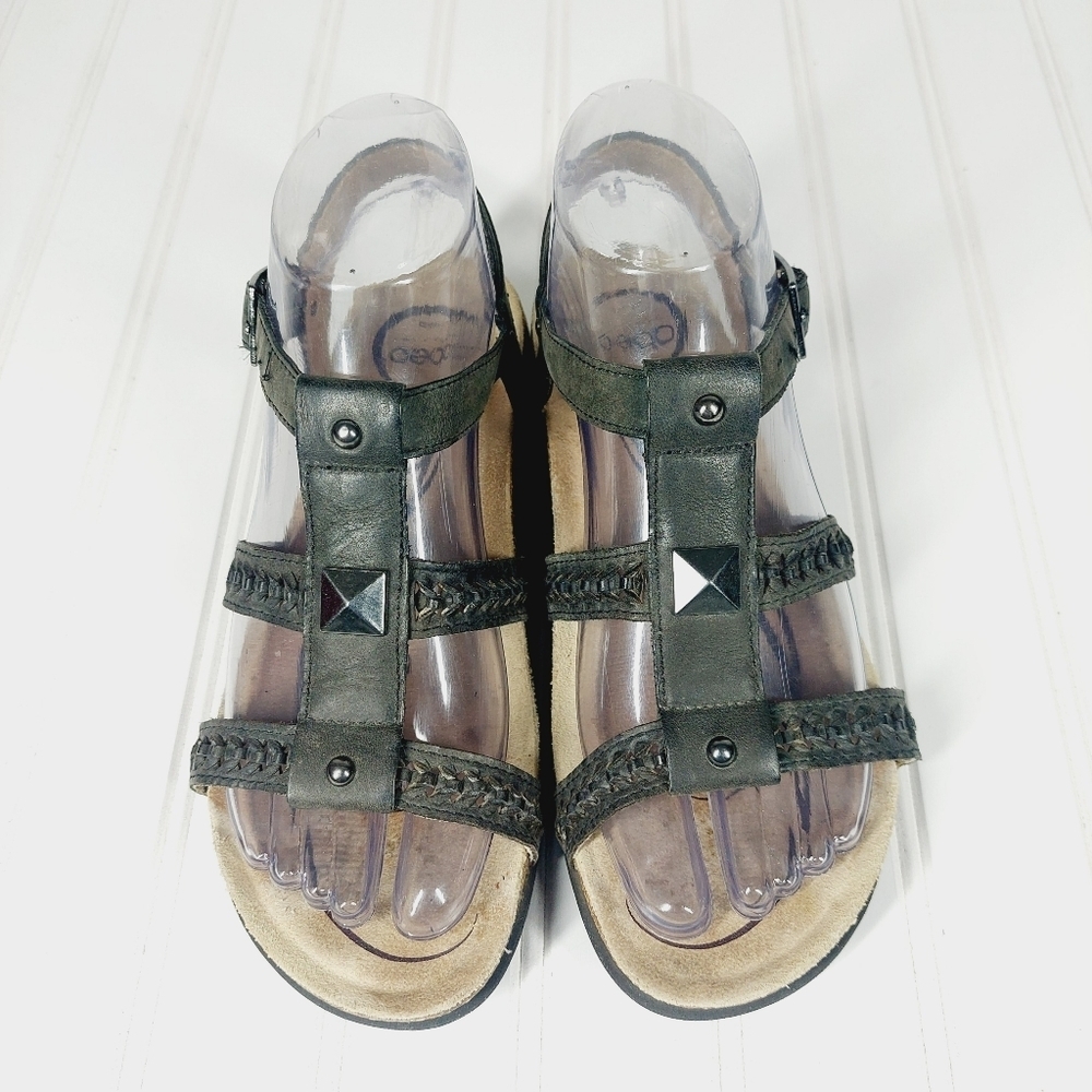 ABEO Gray Leather Woven Studded Comfort Sport Sandal H129 - Picture 4 of 13